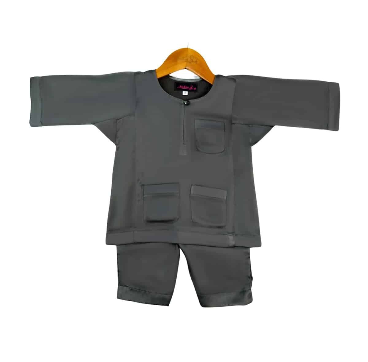 Baju Melayu Dark Grey | Exclusive Kids Clothing & Accesories